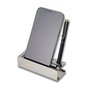 Porta Cartão Inox com Suporte Para Canetas